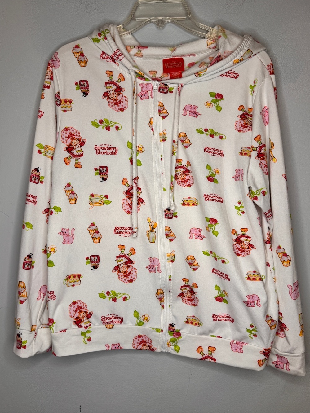 The World of Strawberry Shortcake Hooded Teen Zip-Up Pajama Top Size Large
